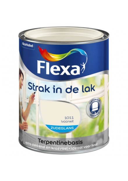 FLEXA Str.i.d.Lak Buiten Zijdeglans 750 ML  1011 IVOORWIT