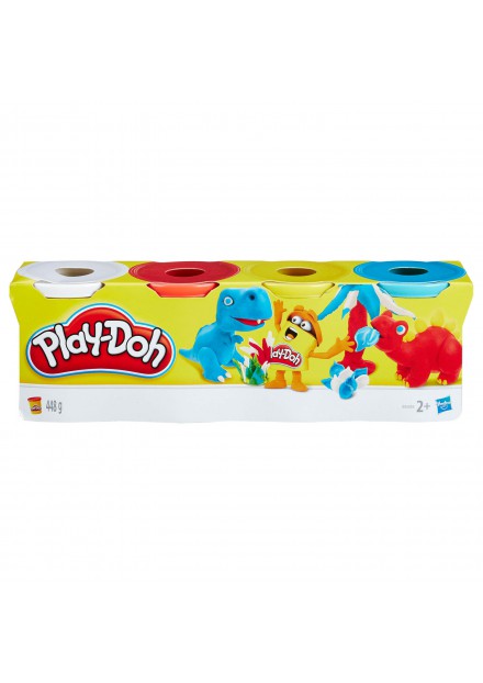 Play-Doh 4  Pack ( Wit ,rood, geel en Aqua Blauw kleuren)