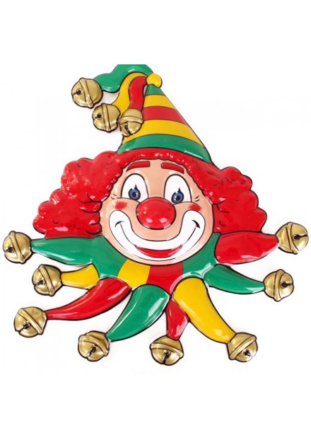 wandDecoratie masker clown rood/geel/groen 50 x 49 cm.