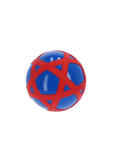 BLAUWE CROSSBAL MET RODE RUBBERBAND