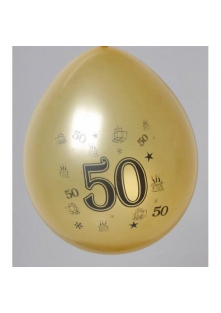Ballonnen cijfer 50 no. 14 metallic 8 stuks