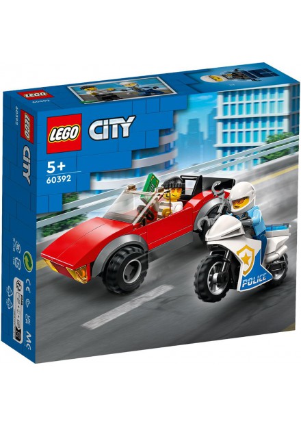 LEGO 60392 CITY ACHTERVOLGING AUTO OP POLITIEMOTOR