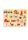 Puzzelplank  hout groot boerderij 40 x 30 cm