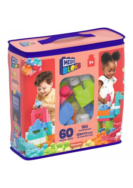 MEGA BLOKS FIRST BUILDERS BLOKKENTAS 60 STUKS ROZE