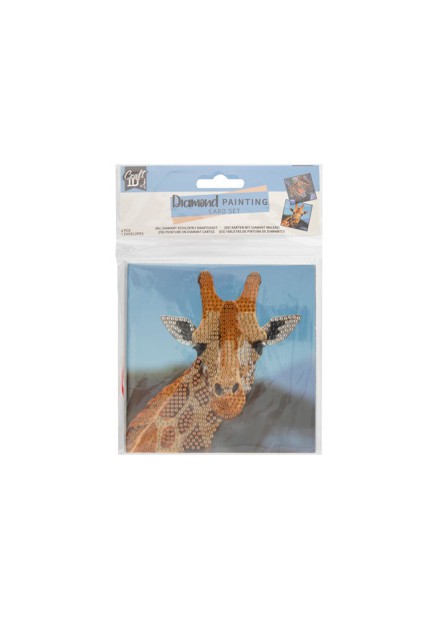 Diamond painting kaartenset 13x13 cm 2 stuks giraf & tijger