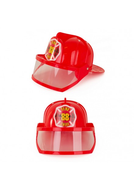 Brandweerhelm rood met vizier Kind (verstelbaar)