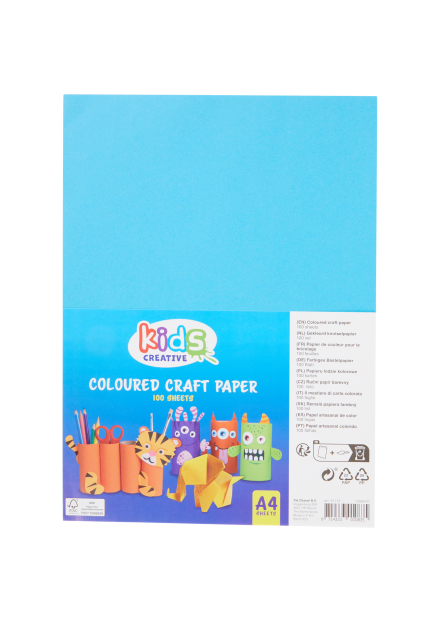 Kids Creative gekleurd knutselpapier 100 vel assortie