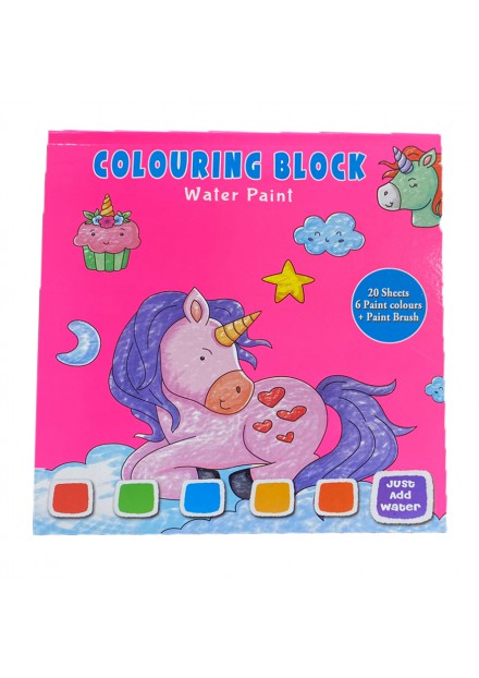 Waterverf kleurboek MET KWASTJE UNICORN