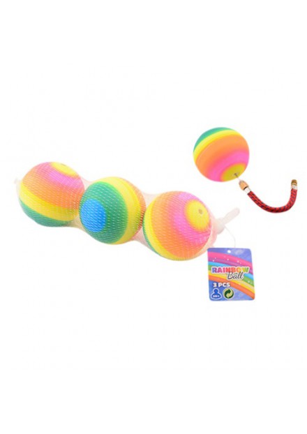 Regenboog ballen 3 stuks in net 8cm