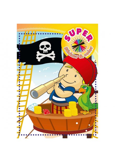 KLEURBOEK  Super Sticker en Color piraten