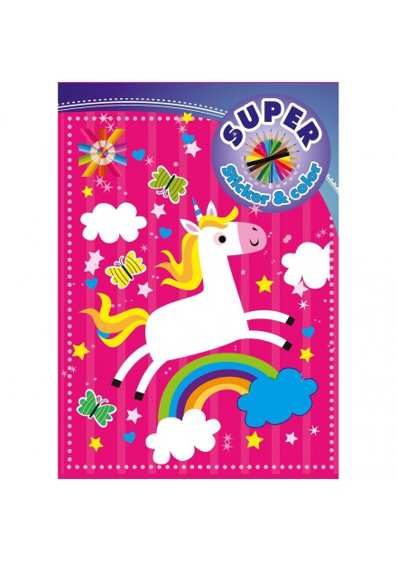 KLEURBOEK  Super Sticker en Color Unicorn