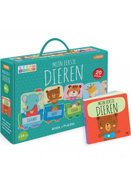 Mijn Eerste Dieren Puzzeltrein + Boek