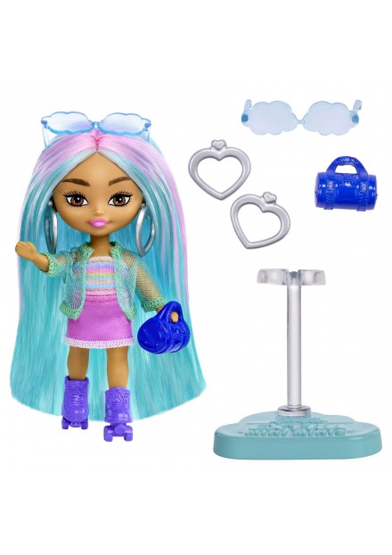 Barbie extra mini's pop met accessoires blauw haar