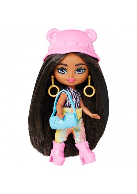 Barbie extra mini's pop met accessoires Brunette Hair, Zebra-Print