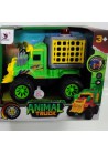 TRUCK MET DINO IN KOOI MET LICHT EN GELUID 17 CM GROEN