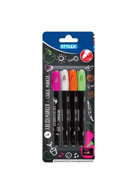 4 Neon krijtmarkers