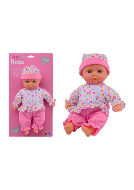 Baby Rose Babypop met 8 verschillende geluiden30cm