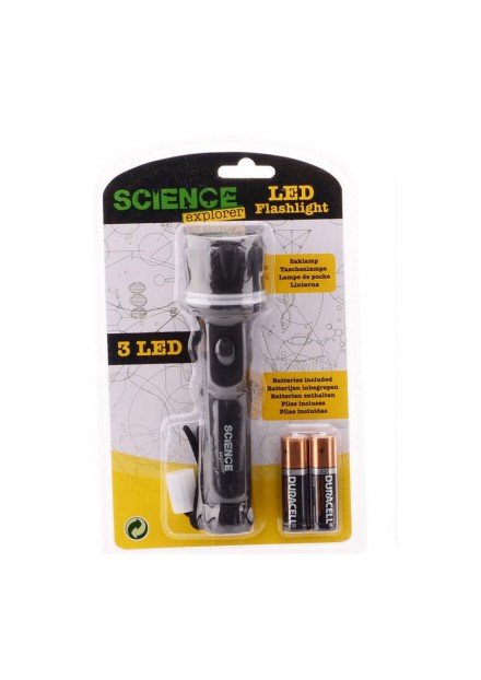 Science Explorer zaklamp op blister met batterijen grijs