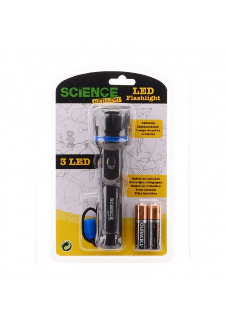 Science Explorer zaklamp op blister met batterijen blauw