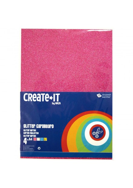 Create-It Glitterkarton A4 4 vel assorti