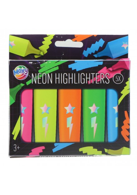 5 Neon Highlighters Markeerstiften