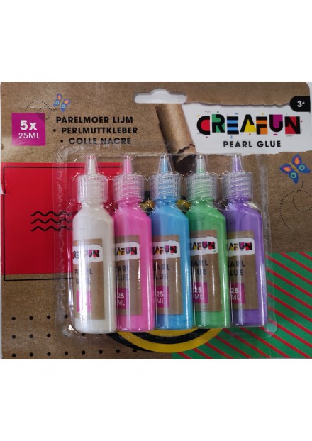 GLITTERLIJM  CREAFUN  PARELMOER 5 KLEUREN 25 ML
