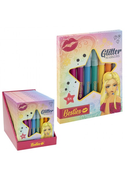 Besties Glitter Markers 8 stuks Besties Glitter Markers 8 stuks