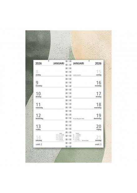 Wandkalender Interior - 2 weken overzicht groen