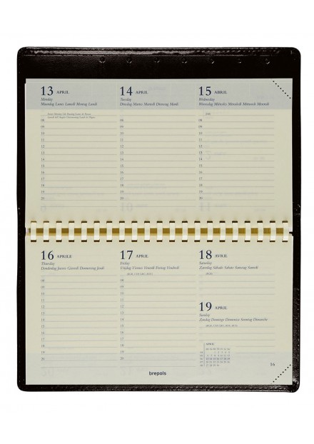 Brepols agenda 2026 Agenda - 1 week op 2 pagina's -  Zwart - 16 x 9 cm