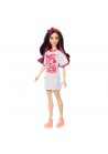 Barbie pop fashionista witte jurk donker haar