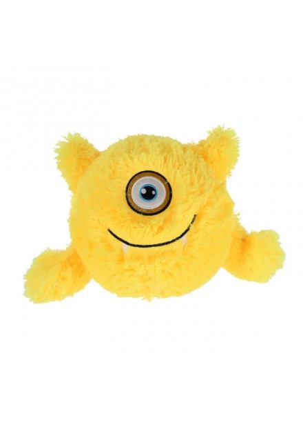 Pluchiez bal bouncing furry monster 23cm geel