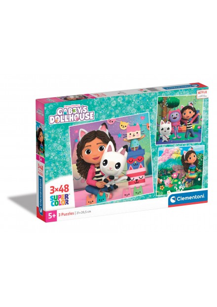 Gabby's Dollhouse puzzel 3 x 48 stukjes