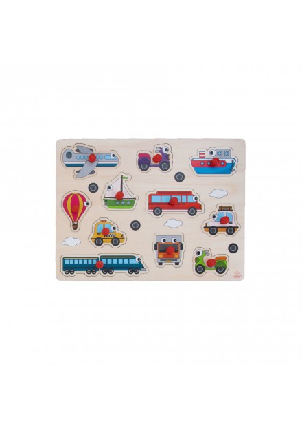 Puzzelplank voertuigen knopjespuzzel