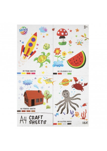 Hobbysheets A4 16 Stuks Vilt/Foam/Glitter