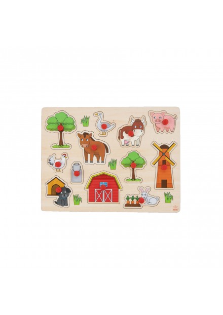 Knopjespuzzel Boerderij hout 30 X 22 cm