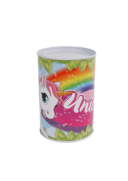 blikje Unicorn spaarpot  8,5x11,5cm