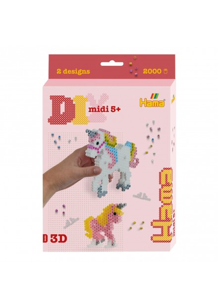 Hama strijkkralen 3D Eenhoorn set 2000 delig Hama strijkkralen 3D Eenhoorn set 2000 delig