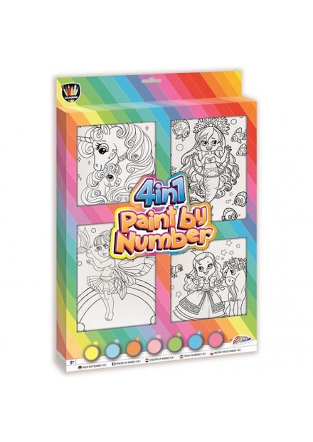 Schilderen op nummer canvas set 4 in 1 princessen