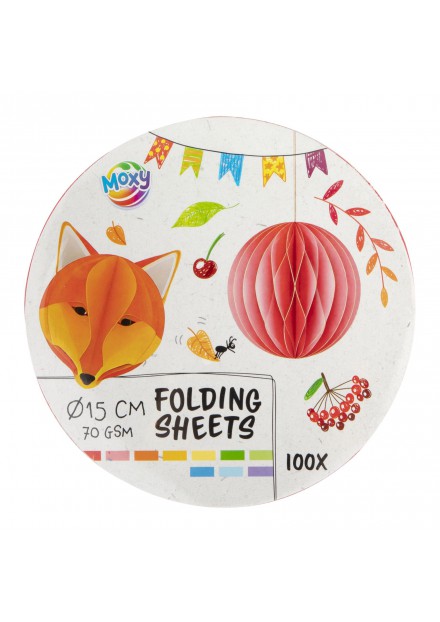 VOUWBLAADJE ROND 15.5 CM 100 STUKJES 10 KLEUREN