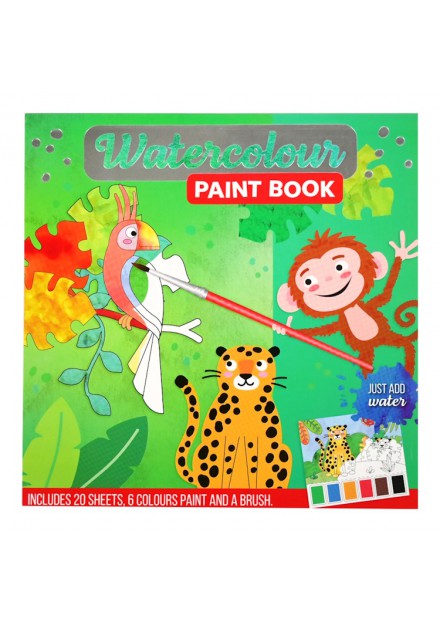 Waterverf kleurboek MET KWASTJE Jungle