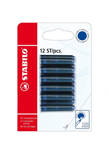 STABILO Vulpen Patronen - Blauw - Blister Met 12 Stuks