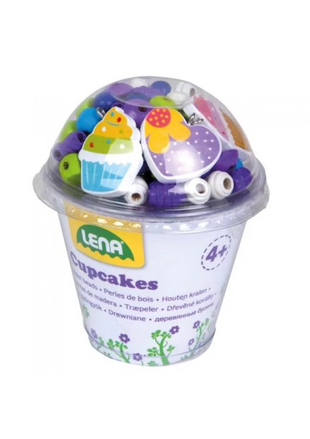 Cupcake gevuld met houten kralen