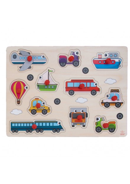 Puzzelplank voertuigen knopjespuzzel