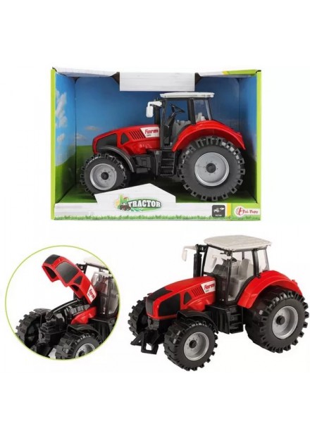 Tractor met frictie rood 20 cm