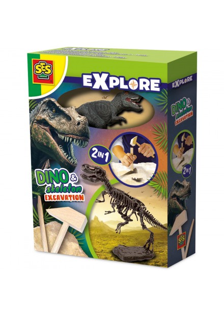SES Creative Dino en skelet opgraven 2-in-1 -T-Rex