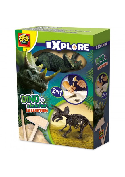 SES Creative Dino en skelet opgraven 2-in-1 -Triceratops