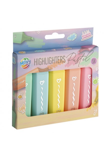 Tekst markers  5 stuks pastel