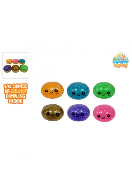 Squeezy Dumpling met glitter 5cm Assortie