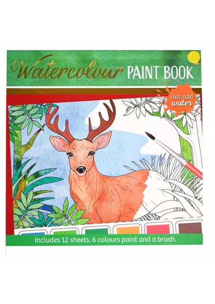 Waterverf kleurboek volwassenen bos dieren