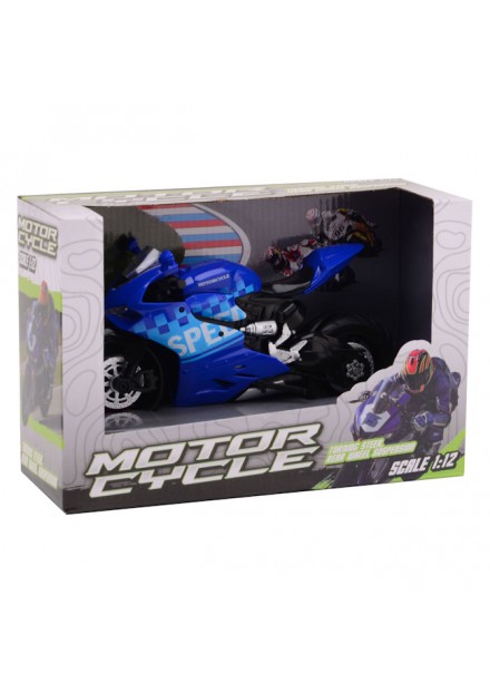 Race motorfiets in doos blauw